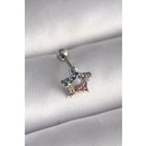 316L Çelik Gümüş Renk Renkli Zirkon Taşlı Yıldız Model Tragus Piercing - Tj-Pr1355