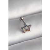 316l Çelik Gümüş Renk Renkli Zirkon Taşlı Yıldız Model Tragus Piercing