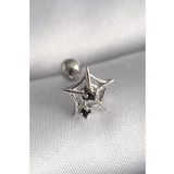 316L Çelik Gümüş Renk Siyah Zirkon Taş Detay Örümcek Ağ Model Tragus Piercing - Tj-Pr1293