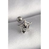 316L Çelik Gümüş Renk Siyah Zirkon Taş Detay Örümcek Ağ Model Tragus Piercing Vice1395 3623