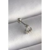 316L Çelik Gümüş Renk Üçgen Zirkon Taşlı Tragus Piercing 5886
