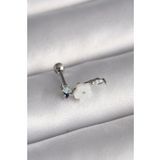 316L Çelik Gümüş Renk Zirkon Taş Detay Beyaz Çiçek Model Tragus Piercing - Tj-Pr1357