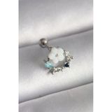 316L Çelik Gümüş Renk Zirkon Taş Detay Beyaz Çiçek Model Tragus Piercing Vice1395 3650