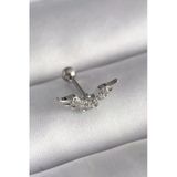 316L Çelik Gümüş Renk Zirkon Taş Detay Kanat Model Tragus Piercing Eb-53-Vice/(1395) 1013