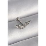 316L Çelik Gümüş Renk Zirkon Taş Detay Kanat Model Tragus Piercing - Tj-Pr1291
