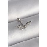 316L Çelik Gümüş Renk Zirkon Taş Detay Kanat Model Tragus Piercing