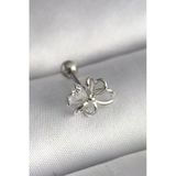 316L Çelik Gümüş Renk Zirkon Taş Detay Kurdele Model Tragus Piercing 5886