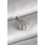 316L Çelik Gümüş Renk Zirkon Taşlı Ay Yıldız Tragus Piercing Eb-53-Vice/(1395) 0987