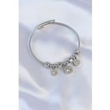 316L Celik Gumus Renk Zirkon Tasli Cartier Model Charm Bileklik - Tj-Bb6090