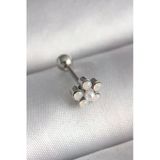 316L Çelik Gümüş Renk Zirkon Taşlı Çiçek Model Tragus Piercing -1492