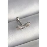 316L Çelik Gümüş Renk Zirkon Taşlı Çiçek Tragus Piercing 5886
