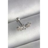 316L Çelik Gümüş Renk Zirkon Taşlı Çiçek Tragus Piercing Vice1395 3588