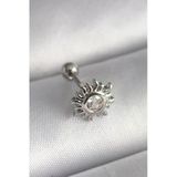 316L Çelik Gümüş Renk Zirkon Taşlı Güneş Tragus Piercing 5886