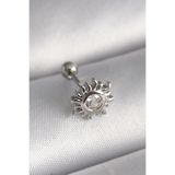 316L Çelik Gümüş Renk Zirkon Taşlı Güneş Tragus Piercing - Lisinya