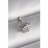 316L Çelik Gümüş Renk Zirkon Taşlı Güneş Tragus Piercing - Tj-Pr1279