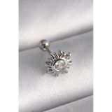 316l Çelik Gümüş Renk Zirkon Taşlı Güneş Tragus Piercing