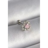 316L Çelik Gümüş Renk Zirkon Taşlı Kalp Tragus Piercing 5886