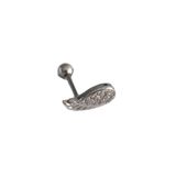 316L Çelik Gümüş Renk Zirkon Taşlı Kanat Tragus Piercing - Lisinya