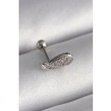 316L Çelik Gümüş Renk Zirkon Taşlı Kanat Tragus Piercing - Tj-Pr1269