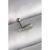 316L Çelik Gümüş Renk Zirkon Taşlı Kanat Tragus Piercing Vice1395 3603