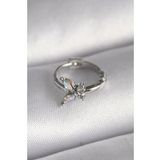 316L Çelik Gümüş Renk Zirkon Taşlı Kelebek Model Tragus Piercing - Tj-Pr1327
