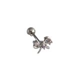 316L Çelik Gümüş Renk Zirkon Taşlı Kurdele Tragus Piercing - Lisinya