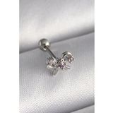 316L Çelik Gümüş Renk Zirkon Taşlı Kurdele Tragus Piercing - Tj-Pr1265