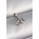 316L Çelik Gümüş Renk Zirkon Taşlı Kurdele Tragus Piercing Vice1395 3599