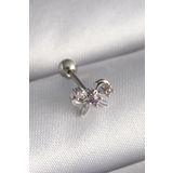 316l Çelik Gümüş Renk Zirkon Taşlı Kurdele Tragus Piercing