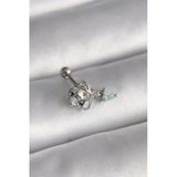 316L Çelik Gümüş Renk Zirkon Taşlı Sallantı Kalp Detay Tragus Piercing 5886