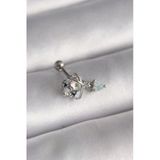 316L Çelik Gümüş Renk Zirkon Taşlı Sallantı Kalp Detay Tragus Piercing Eb-53-Vice/(1395) 1039