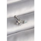 316L Çelik Gümüş Renk Zirkon Taşlı Sallantı Kalp Detay Tragus Piercing - Tj-Pr1361