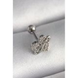 316L Çelik Gümüş Renk Zirkon Taşlı Sonsuzluk Detay Tragus Piercing Eb-53-Vice/(1395) 0983