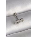 316L Çelik Gümüş Renk Zirkon Taşlı Sonsuzluk Model Tragus Piercing Vice1395 3646