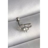 316L Çelik Gümüş Renk Zirkon Taşlı Toplu İğne Tragus Piercing 5886