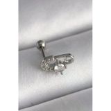 316L Çelik Gümüş Renk Zirkon Taşlı Toplu İğne Tragus Piercing Vice1395 3608