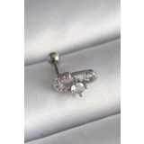 316l Çelik Gümüş Renk Zirkon Taşlı Toplu İğne Tragus Piercing