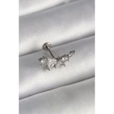316L Çelik Gümüş Renk Zirkon Taşlı Tragus Piercing 5886