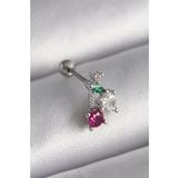 316L Çelik Gümüş Renk Zirkon Taşlı Tragus Piercing - Tj-Pr1227