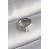 316L Çelik Gümüş Renk Zirkon Taşlı Tragus Piercing - Tj-Pr1307