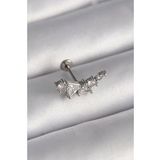 316L Çelik Gümüş Renk Zirkon Taşlı Tragus Piercing - Tj-Pr1337