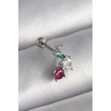 316L Çelik Gümüş Renk Zirkon Taşlı Tragus Piercing Vice1395 3574