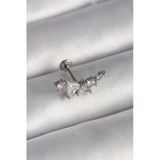 316L Çelik Gümüş Renk Zirkon Taşlı Tragus Piercing Vice1395 3641