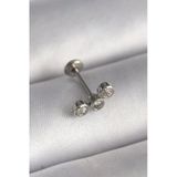 316L Çelik Gümüş Renk Zirkon Taşlı Tragus Piercing Vice1395 3647