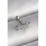 316L Çelik Gümüş Renk Zirkon Taşlı Yonca Tragus Piercing Vice1395 3592