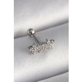 316l Çelik Gümüş Renk Zirkon Taşlı Yonca Tragus Piercing