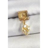 316L Çelik Sallantılı Zirkon Taşlı Deniz Kabuğu Ve Yıldız Model Gold Renk Nomination Charm Eb-53-Vice/(1395) 2552