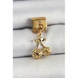 316L Çelik Sallantılı Zirkon Taşlı Fiyonk Model Gold Renk Nomination C316L Çelik Sallantılı Kiraz Model Gold Renk Nomina