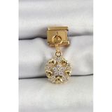316L Çelik Sallantılı Zirkon Taşlı Kalp Detaylı Yıldz Model Gold Renk Charm