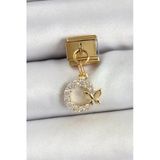 316L Çelik Sallantılı Zirkon Taşlı Kelebek Detaylı Halka Model Gold Renk Nomination Charm